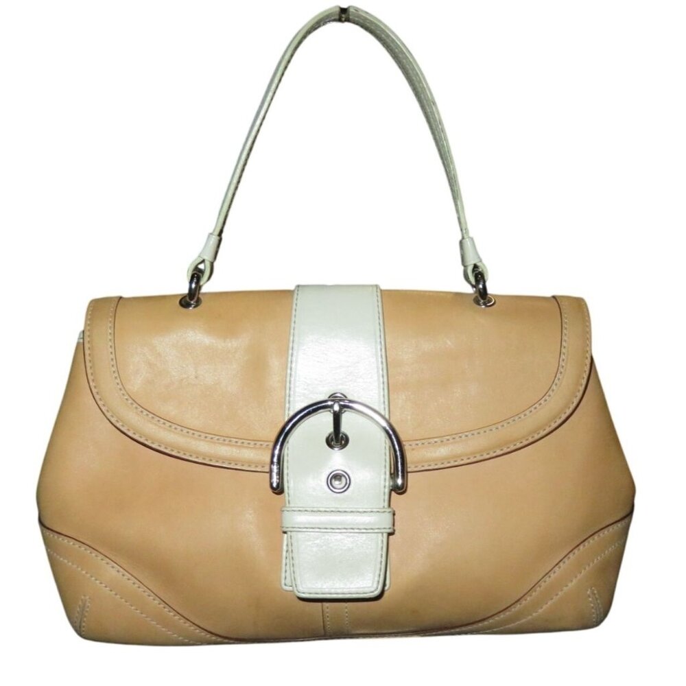 Coach 90's Vintage Soho Vachetta leather top handle suede lining Sufflette bag